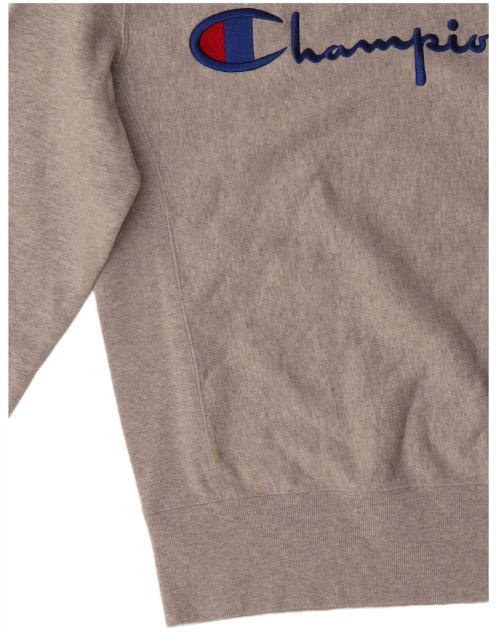 Felpa grafica da uomo Champion, maglione piccolo, cotone chiazzato grigio