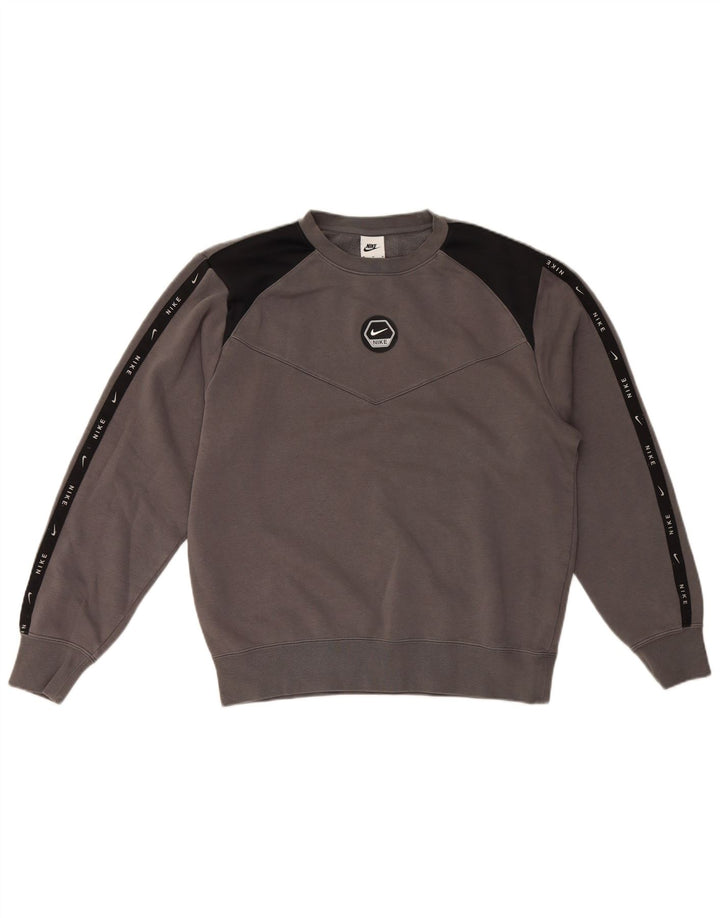 Felpa grafica da uomo Nike Felpa in cotone color block grigio medio