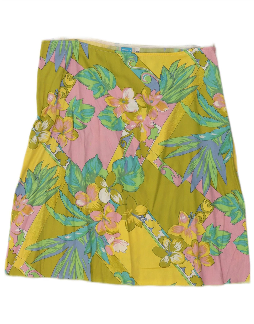 Gonna a trapezio da donna vintage EU 40 media W30 cotone floreale multicolore