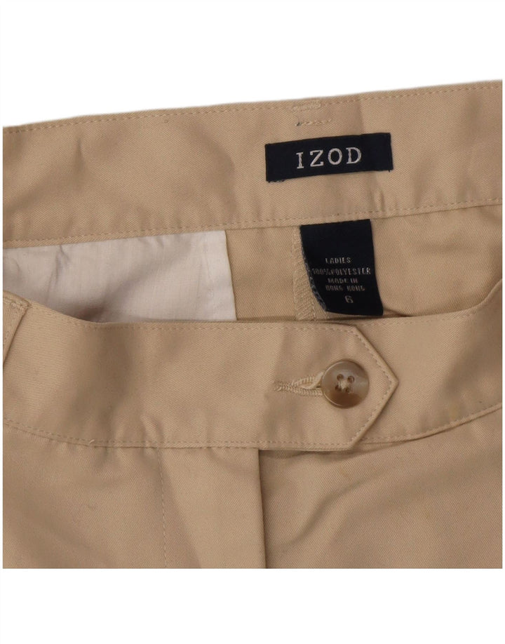 Pantaloncini chino con pegging da donna IZOD US 6 medi W28 poliestere beige