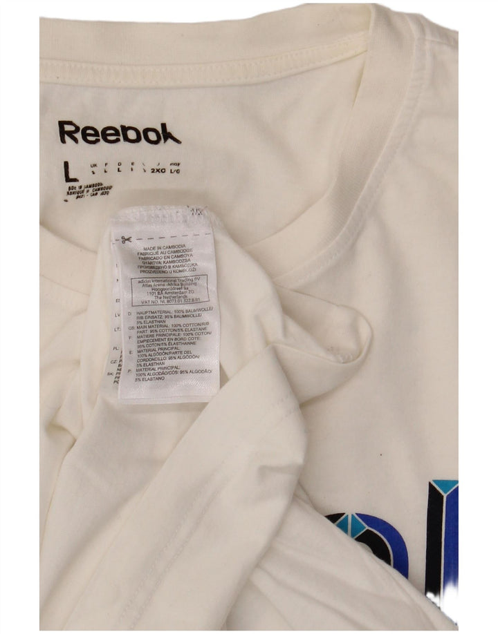 REEBOK T-shirt grafica da uomo grande in cotone bianco
