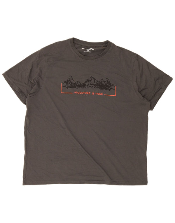 T-shirt grafica da uomo Mountain Warehouse Top XL in cotone grigio