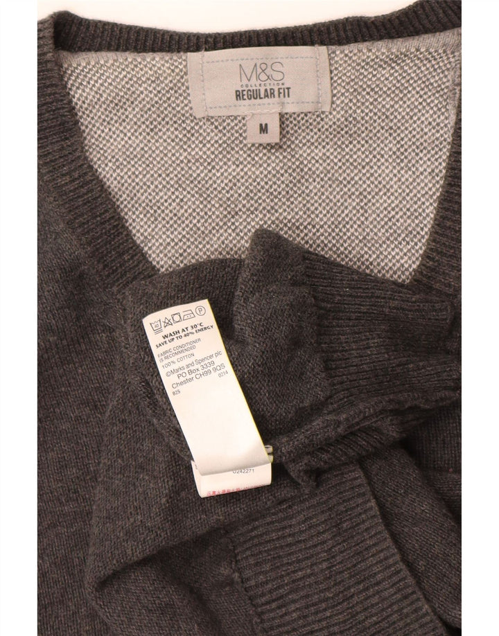 MARKS & SPENCER Maglione da uomo con scollo a V vestibilità regolare Grigio medio
