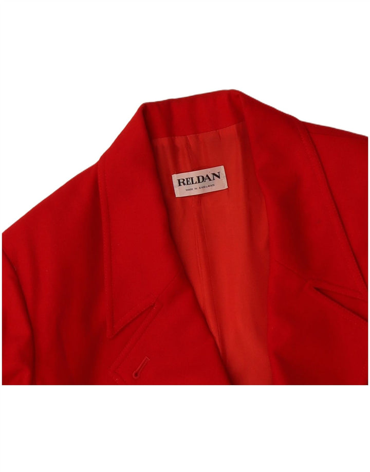 RELDAN Womens Double Breasted Blazer Jacket UK 14 Medium Red New Wool