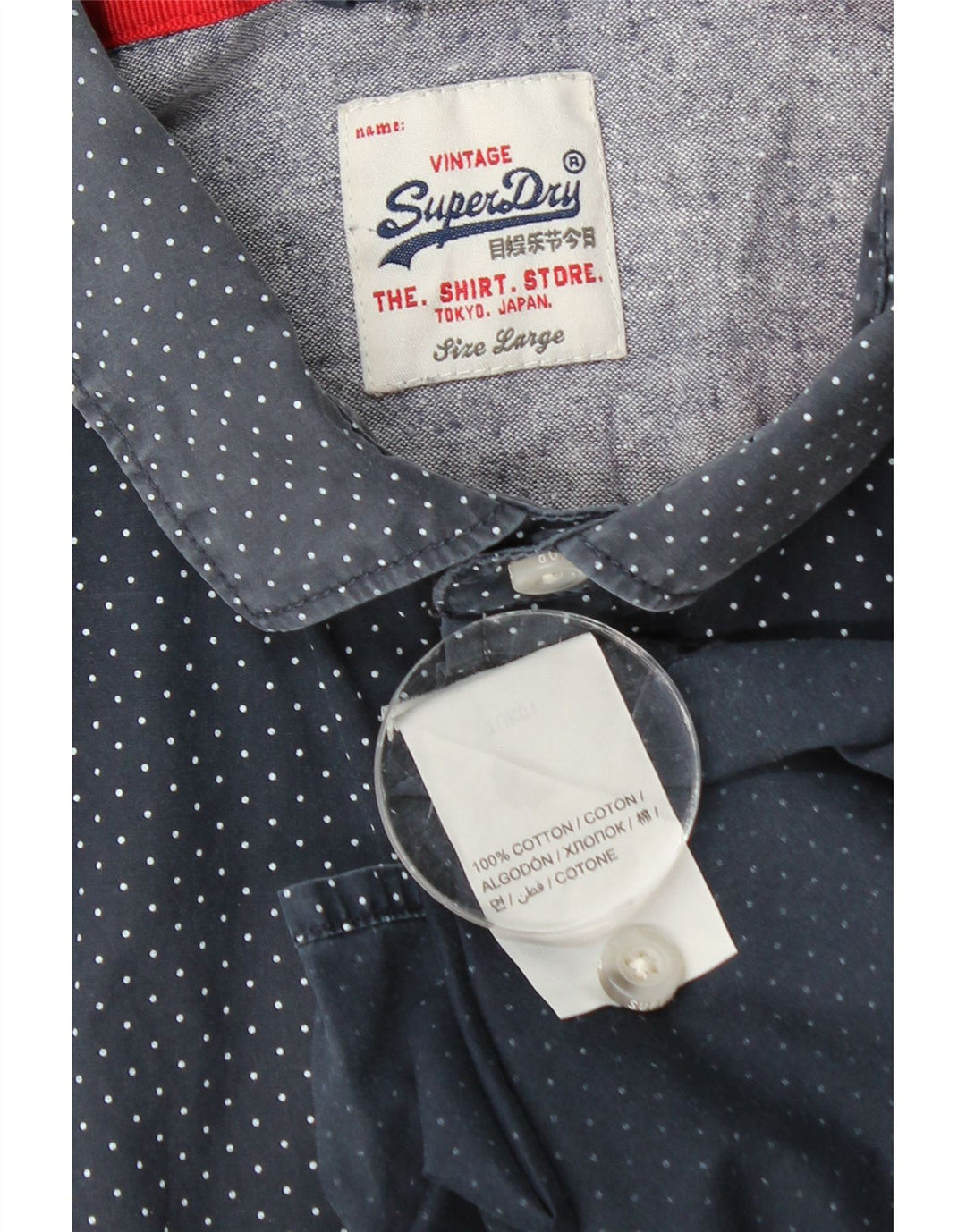 Camicia a maniche corte da uomo Superdry Large in cotone maculato blu navy