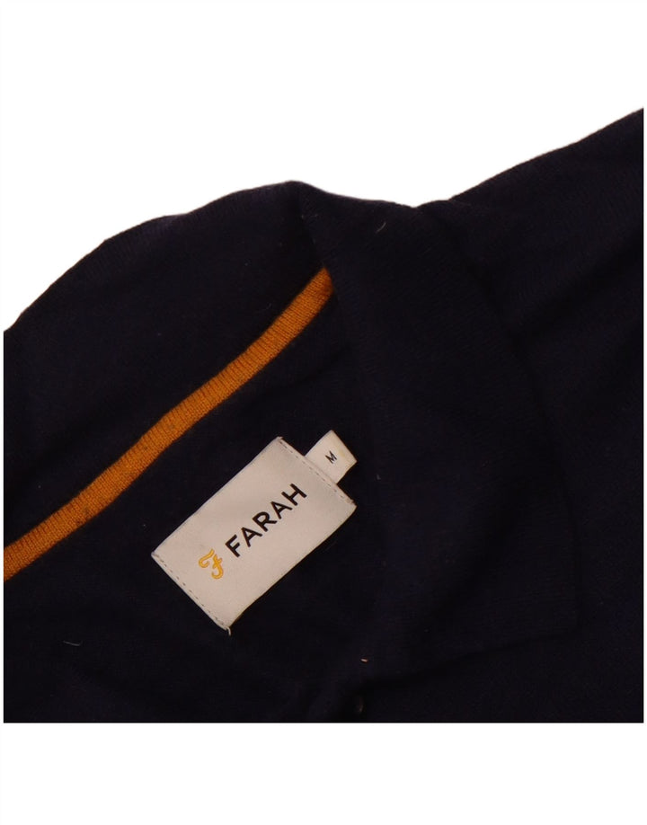 Maglione da uomo Farah a maniche corte con collo a polo, blu navy medio
