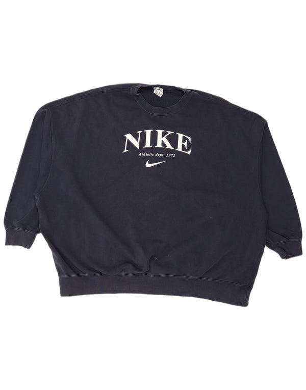 NIKE Felpa con grafica oversize da donna UK 16 Large Blu Navy