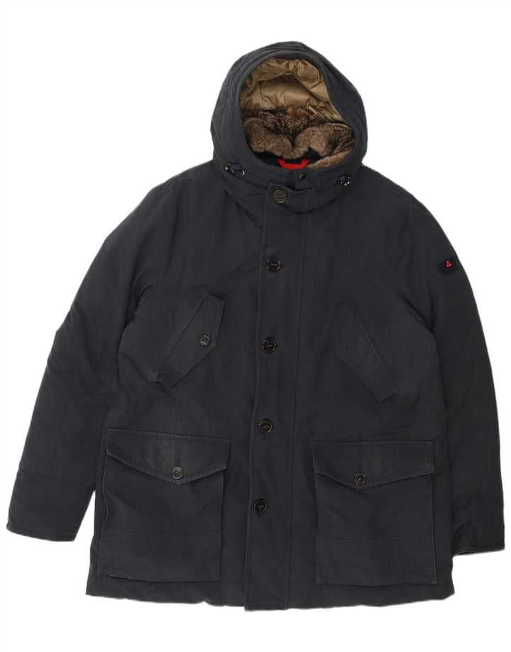 PEUTEREY Giacca imbottita con cappuccio da uomo UK 44 2XL Poliestere blu navy