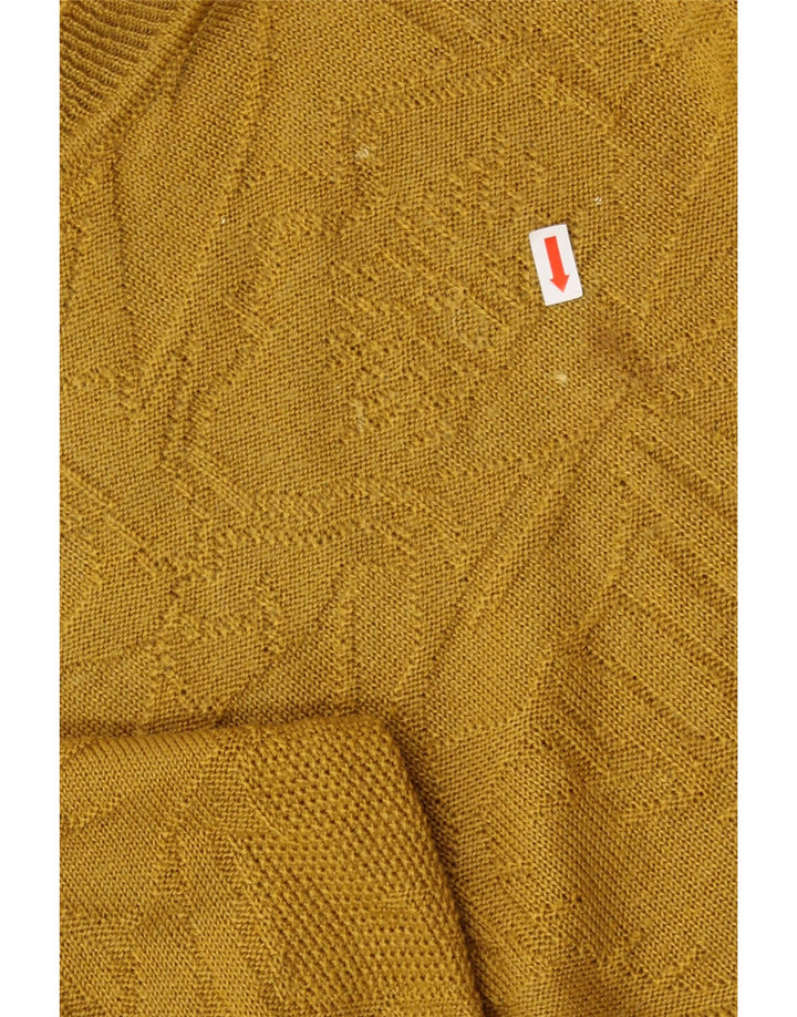 Maglione maglione girocollo da donna VINTAGE UK 14 giallo medio