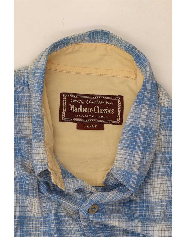 Camicia da uomo Marlboro Classics a quadri blu grandi