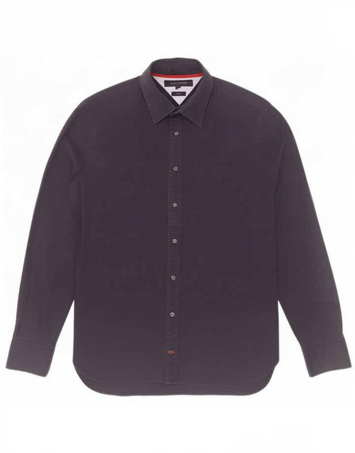 Camicia aderente da uomo Tommy Hilfiger cotone medio blu navy