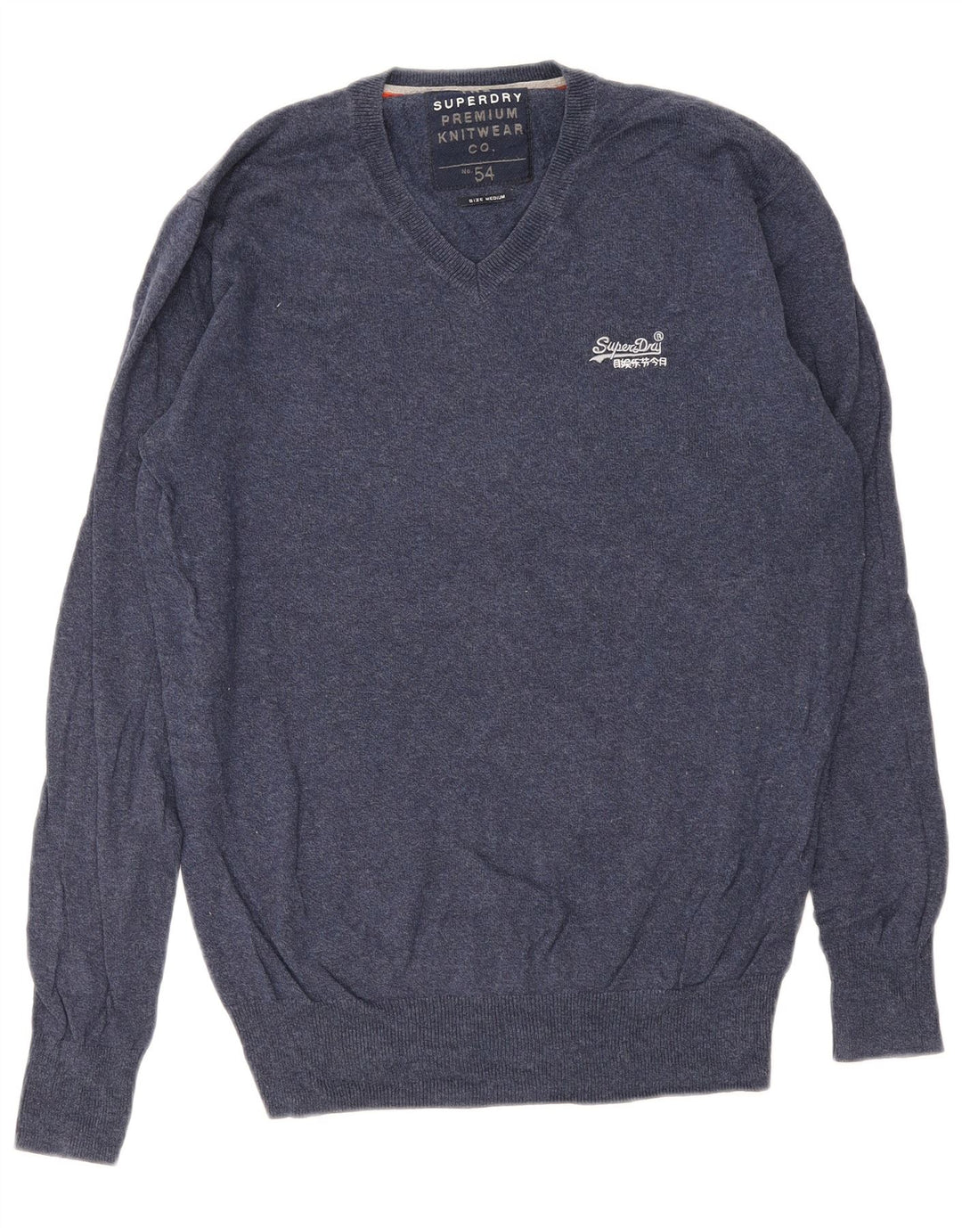 Maglione da uomo con scollo a V Superdry in cotone blu navy medio