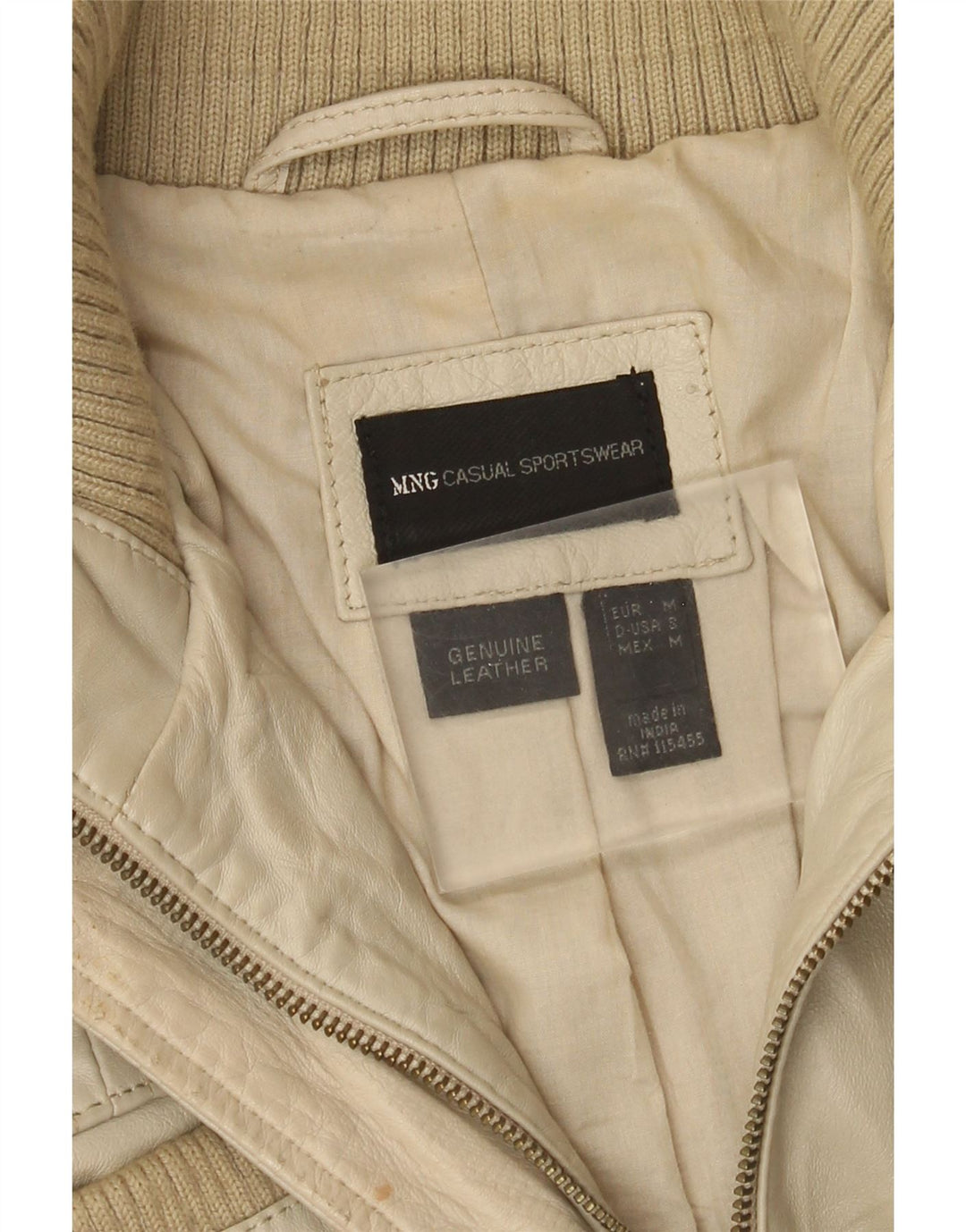 Giacca in pelle da donna Mango UK 12 Beige medio