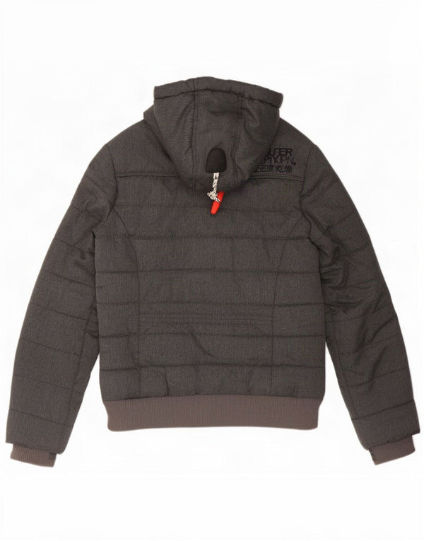 Giacca imbottita con cappuccio da donna Superdry UK 10 Small Grigio Poliestere
