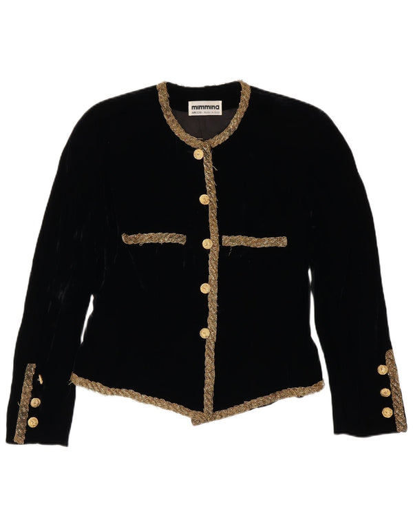 Giacca blazer a 5 bottoni corta da donna MIMMINA UK 12 media nera