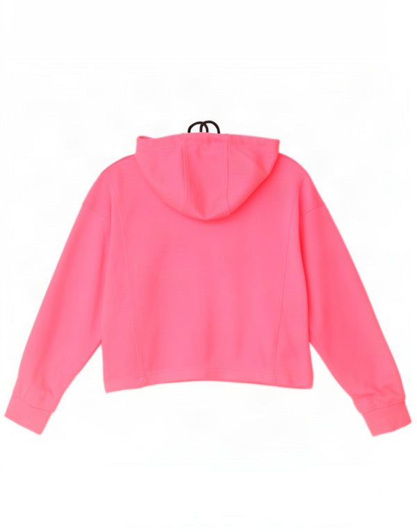 Maglione con cappuccio e zip oversize corto da donna Zara UK 14 Poliestere rosa medio