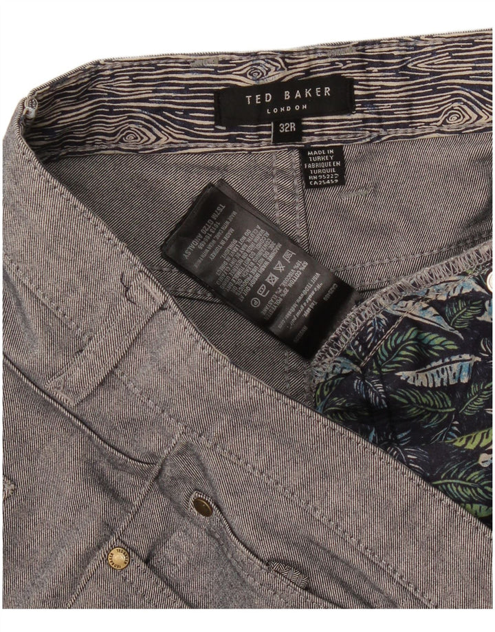 Pantaloni casual slim da uomo Ted Baker W32 L30 cotone grigio