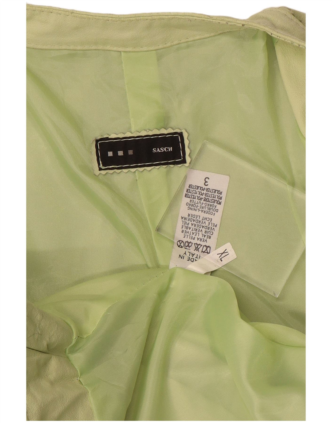 Giacca in pelle corta da donna Sasch UK 18 XL in pelle verde