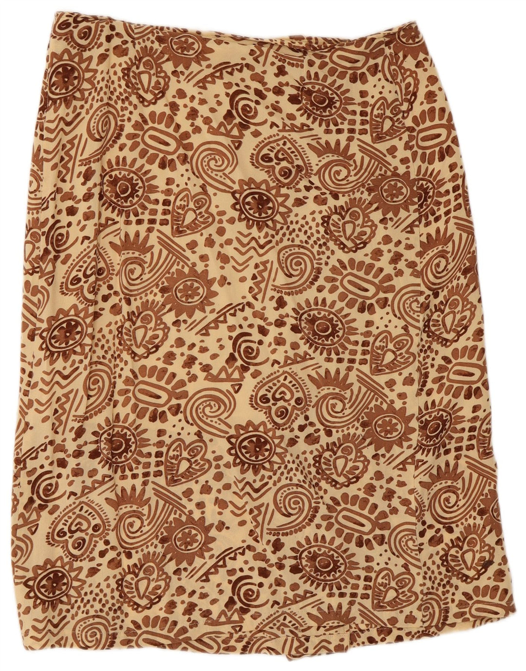 Gonna dritta da donna vintage W32 grande in viscosa Paisley beige