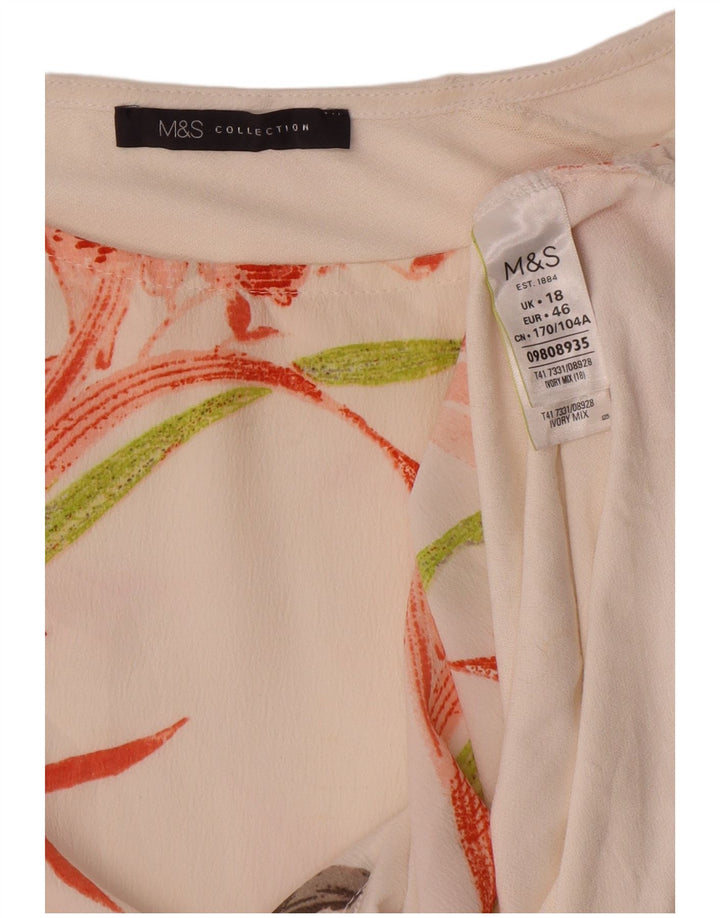 Camicetta da donna Marks & Spencer Top UK 18 XL Poliestere floreale bianco sporco