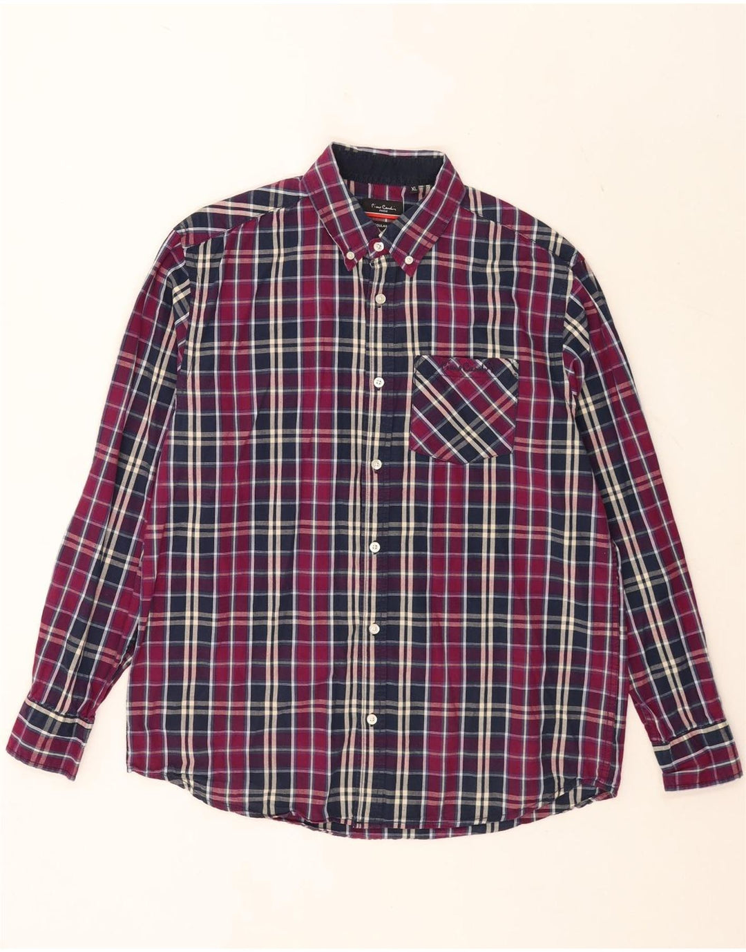 Camicia da uomo Regular Fit Pierre Cardin XL scozzese viola