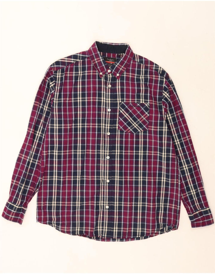 Camicia da uomo Regular Fit Pierre Cardin XL scozzese viola