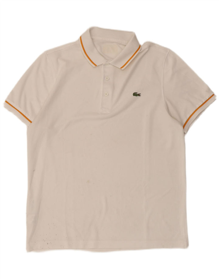 Polo da uomo LACOSTE in poliestere bianco medio