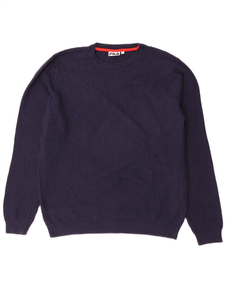 Maglione maglione girocollo da uomo FILA grande cotone blu navy