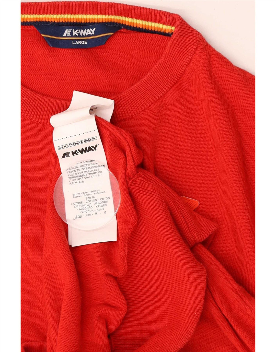 Maglione girocollo da uomo K-Way grande in cotone rosso