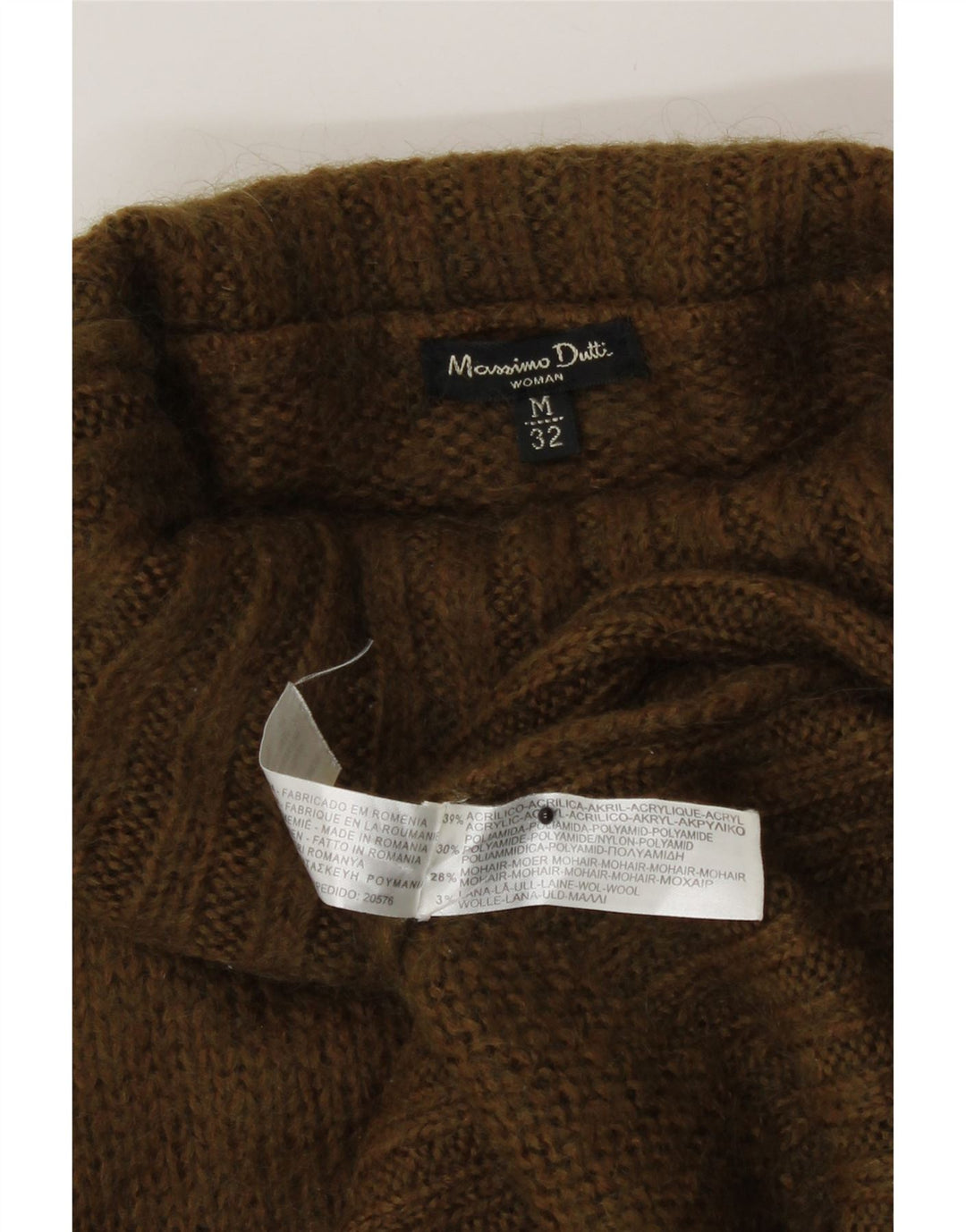 Maglione maglione da donna a collo alto Massimo Dutti UK 12 Acrilico kaki medio