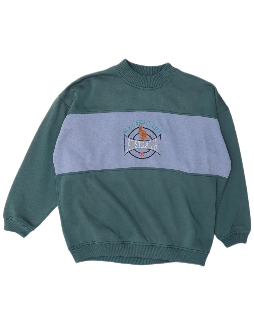 Felpa grafica da uomo vintage maglione XL poliestere color block verde