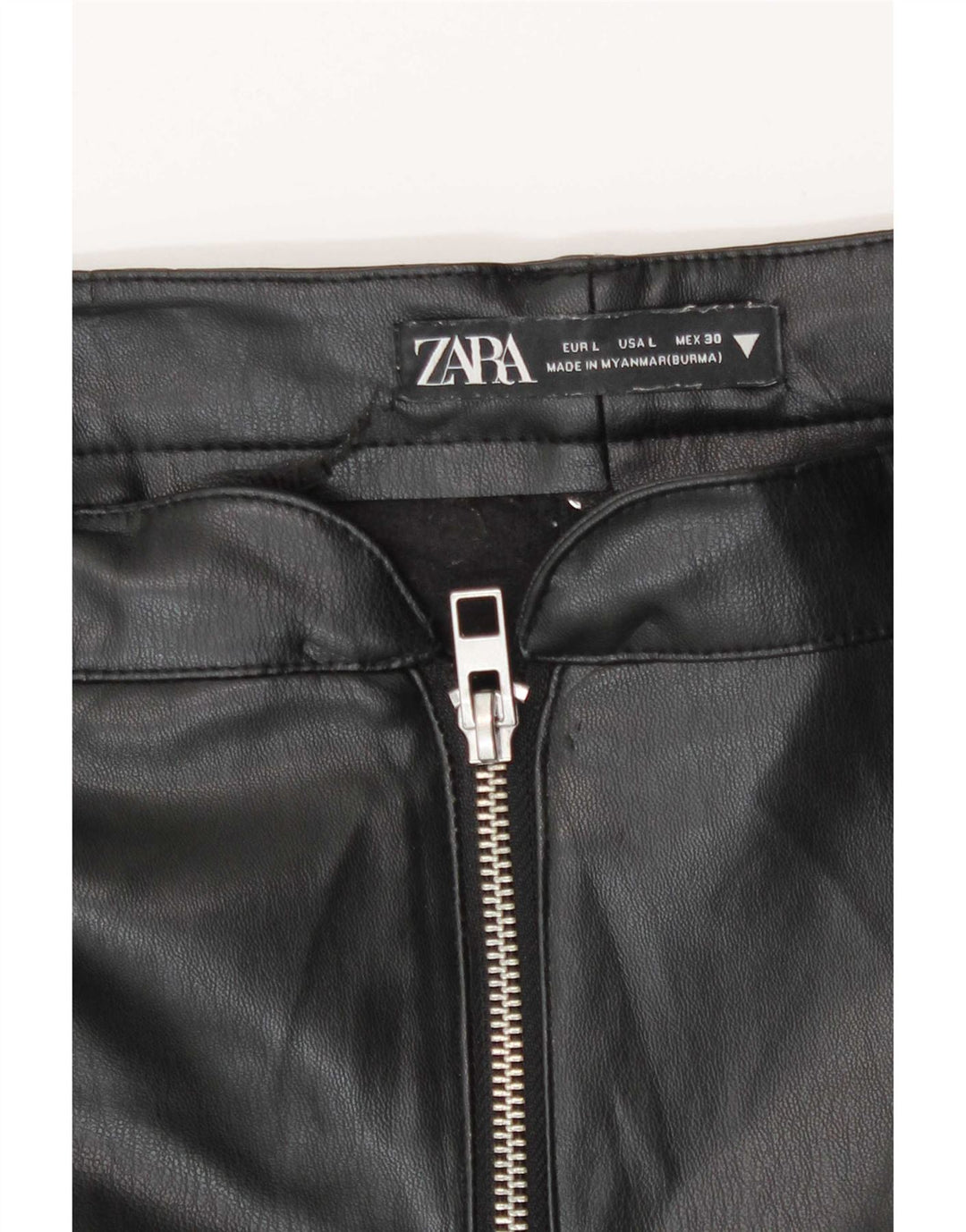 Pantaloni Zara da donna in ecopelle bootcut grandi W30 L33 poliestere nero