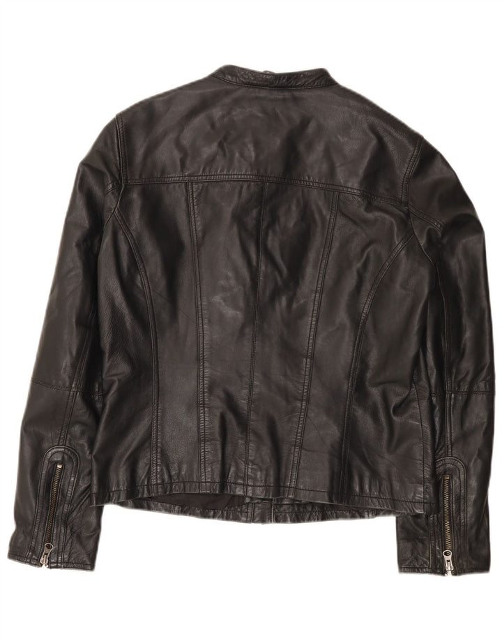 Giacca da motociclista in pelle da donna vintage UK 14 grande in pelle nera