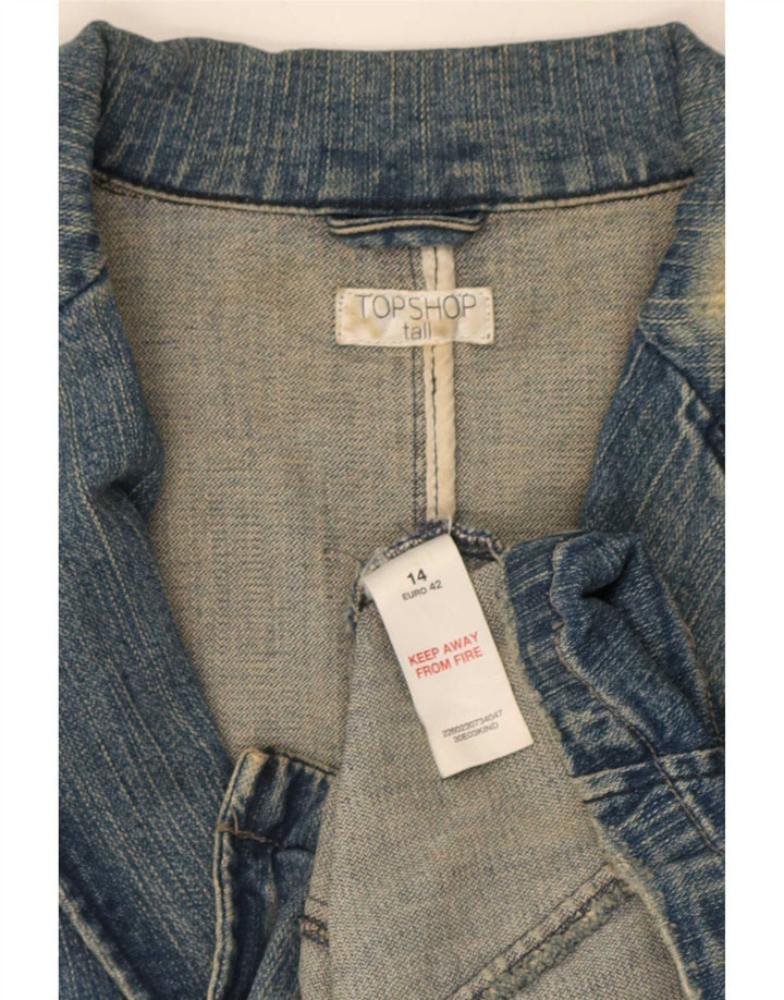 Giacca blazer in denim a 2 bottoni da donna Topshop UK 14 cotone blu medio