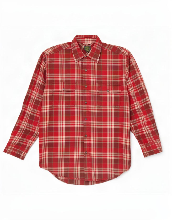 Camicia in flanella da donna Timberland UK 14 Cotone scozzese medio rosso