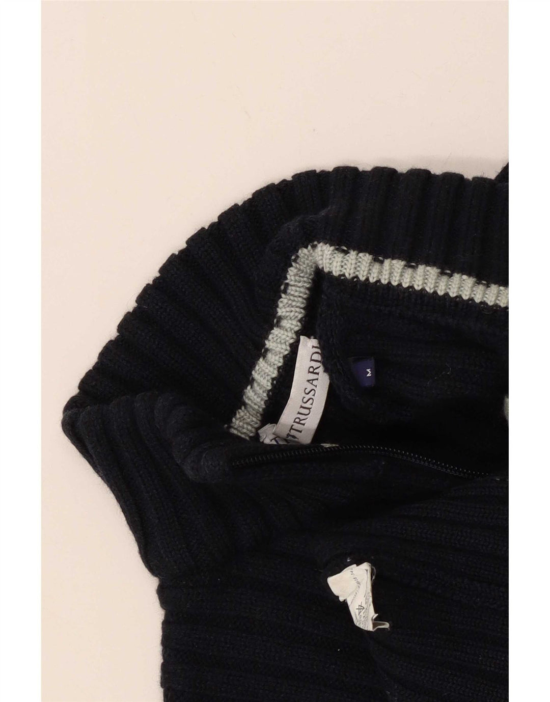 Maglione Trussardi Uomo con zip e collo medio in lana blu navy