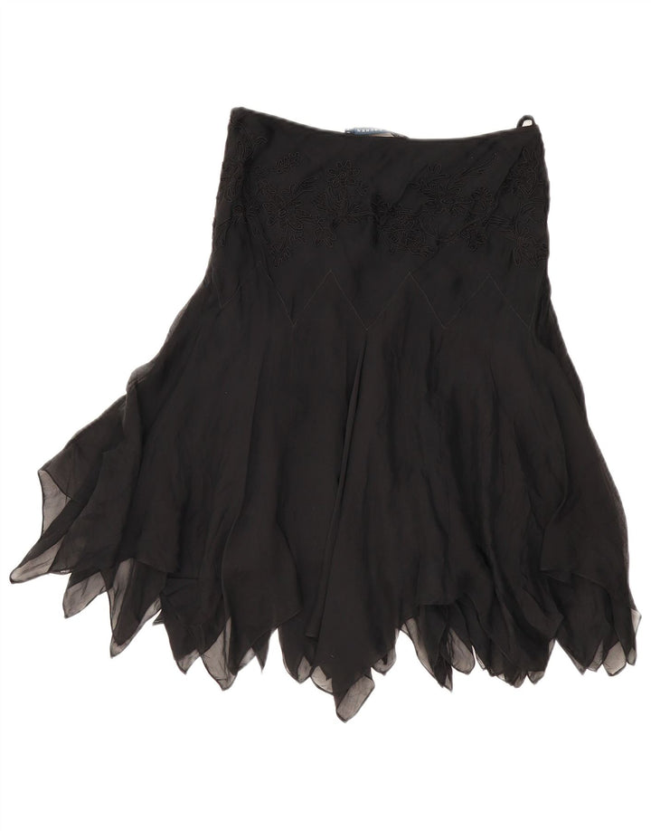 Gonna asimmetrica da donna RALPH LAUREN US 6 media W28 seta nera