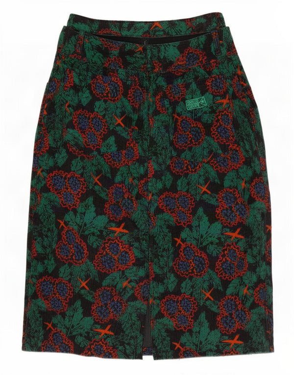 Gonna in velluto a coste da donna Enrico Coveri piccola W26 nera floreale