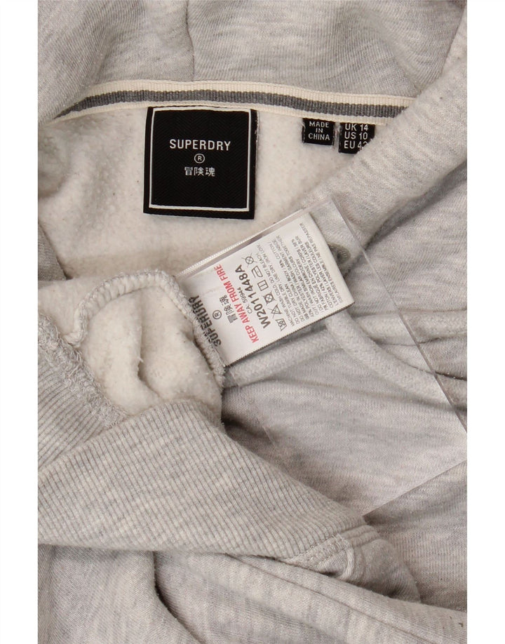 SUPERDRY Womens Hoodie Jumper UK 14 Large Grey Cotton Vintage Superdry and Second-Hand Superdry from Messina Hembry 