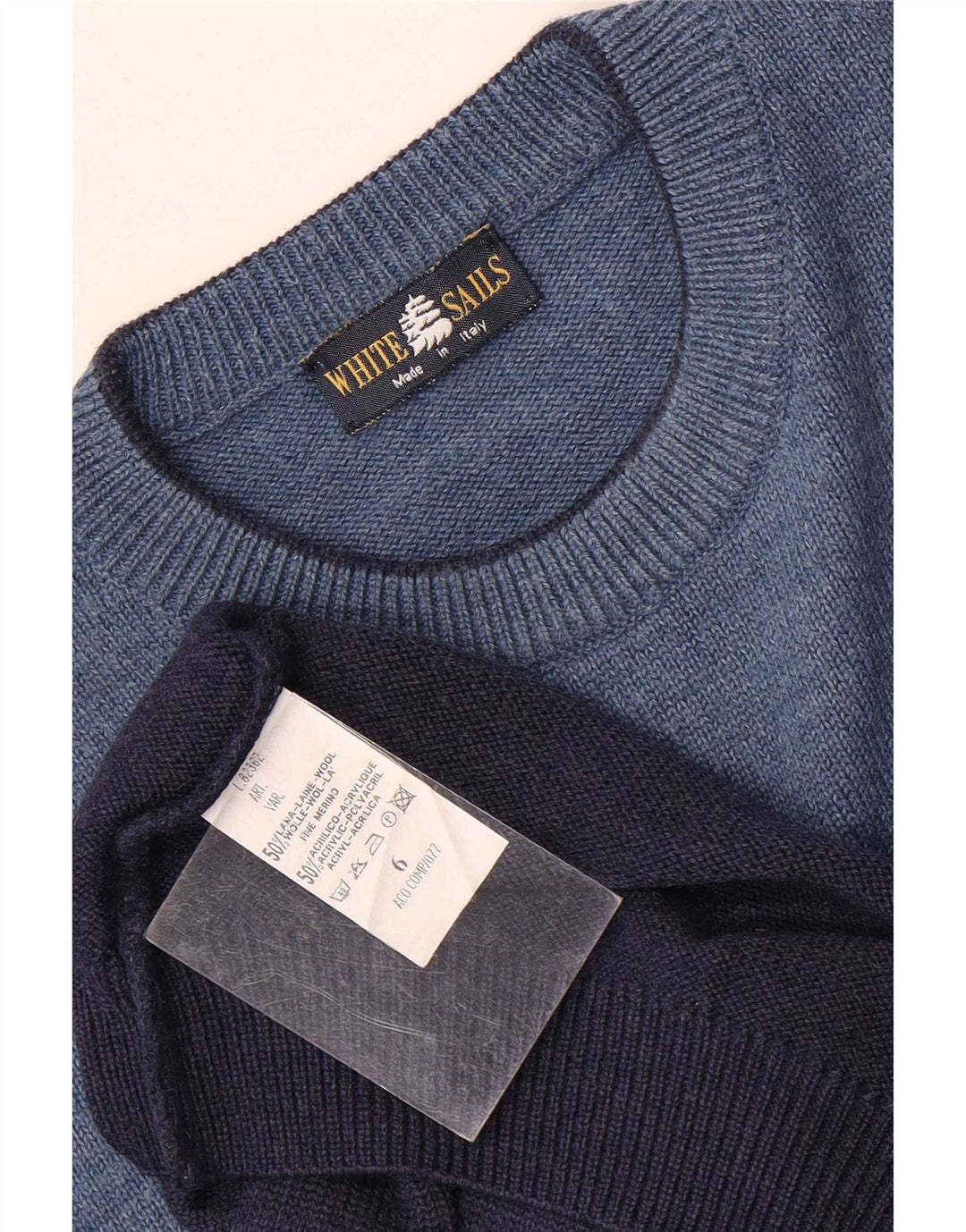 Maglione girocollo da uomo White Sails Lana Fair Isle blu grande