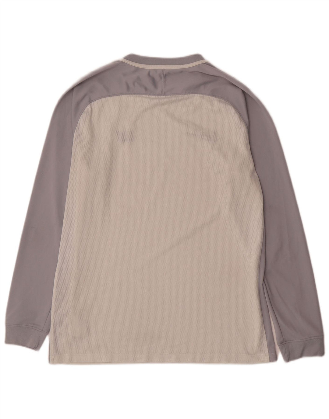 Nike - Maglia grafica da uomo Dri Fit a maniche lunghe, grande, in poliestere color block bianco