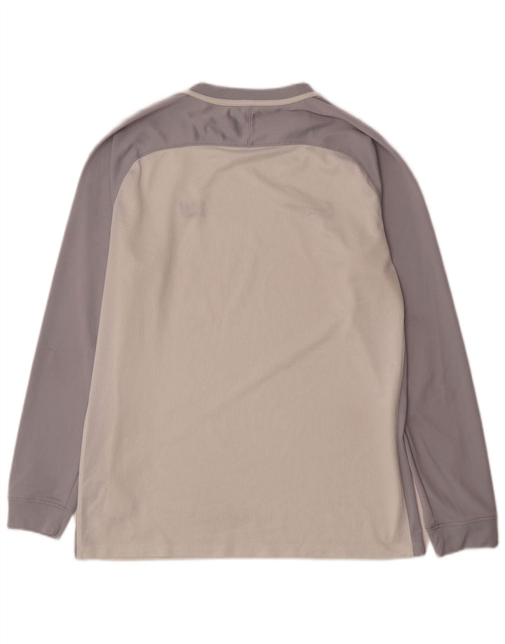 Nike - Maglia grafica da uomo Dri Fit a maniche lunghe, grande, in poliestere color block bianco