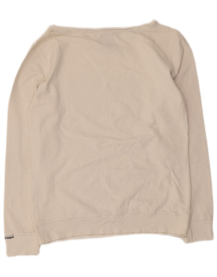 Felpa grafica da donna Best Company, maglione UK 12, cotone bianco medio
