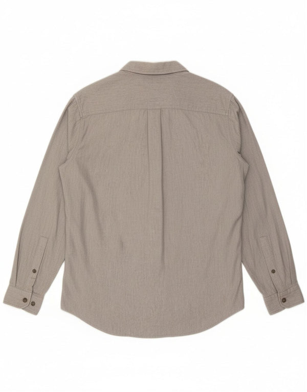 EDDIE BAUER Mens Classic Fit Shirt Large Grey Herringbone Cotton