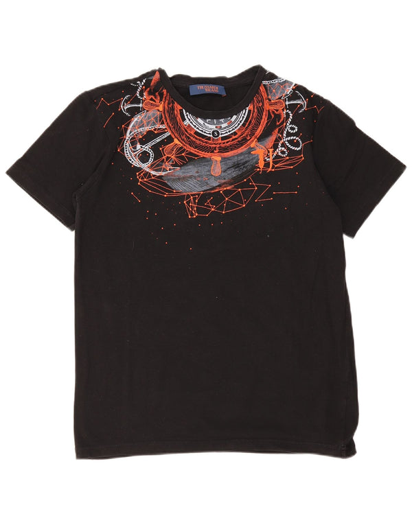 Trussardi Boys Graphic T-Shirt Top 15-16 Years Black Cotton