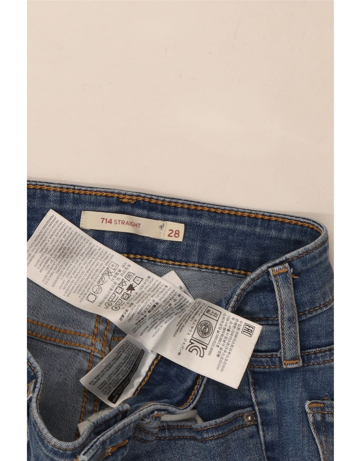 LEVI'S Womens 714 Straight Jeans W28 L34 Blue Cotton