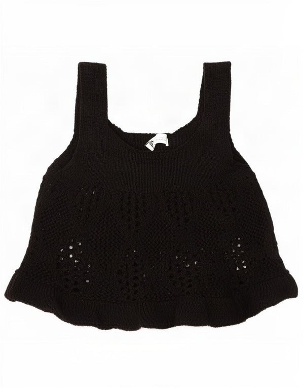 Canotta in maglia da donna Zara UK 8 piccola in cotone nero