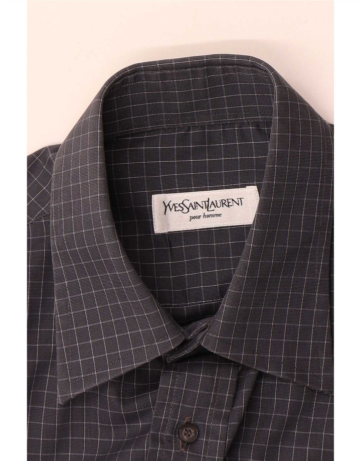 Camicia da uomo Yves Saint Laurent taglia 40 15 3/4 percalle grigio medio