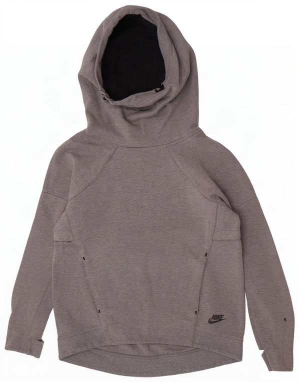 Felpa con cappuccio da donna Nike UK 10 Small in cotone chiazzato grigio