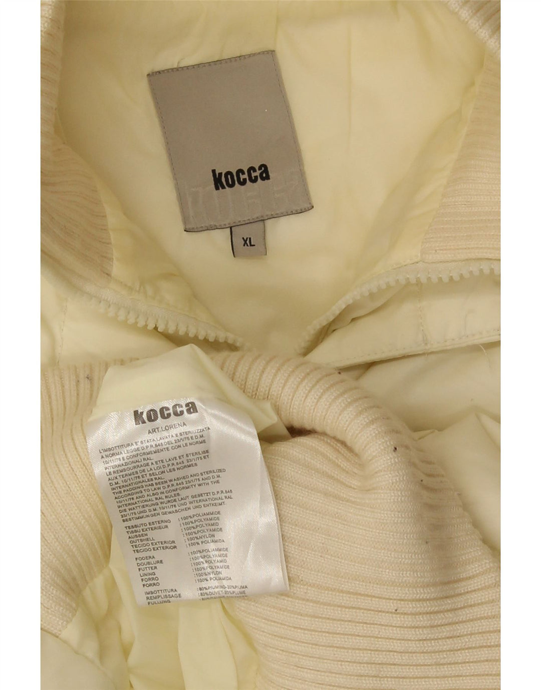 Giacca imbottita con cappuccio da donna KOCCA UK 18 XL in poliammide bianco sporco